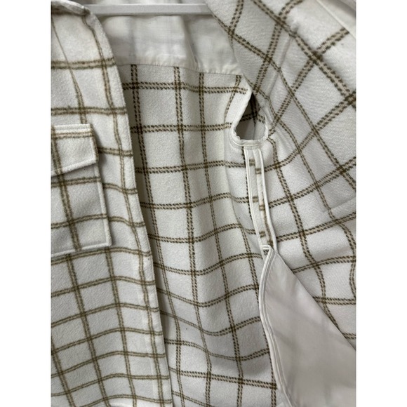 Treasure & Bond Plaid Puff Sleeve Shirt Jacket Ivory Plaid Button Up MSRP $129 - Picture 11 of 11